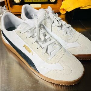 Puma White and Black Sneakers with Tan Sole